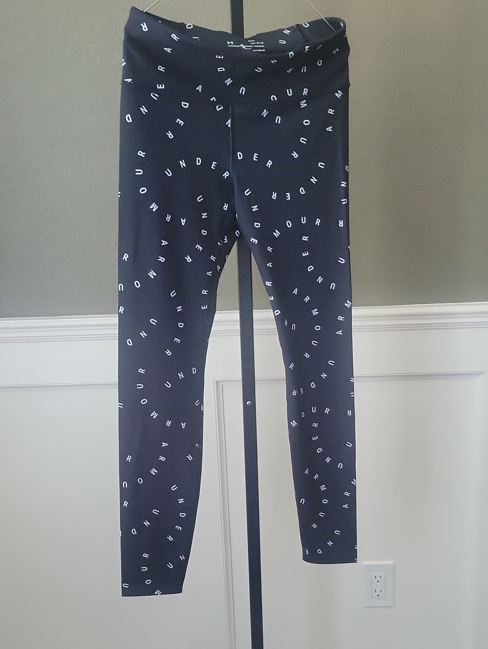 Under Armour Kids Black Leggings with White Logo Print